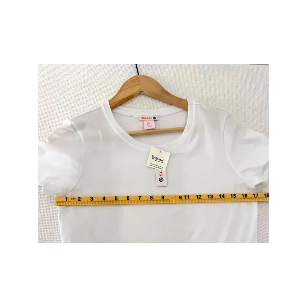 Sundry NEW Cotton Blend White T-Shirt, Small - Picture 3 of 6
